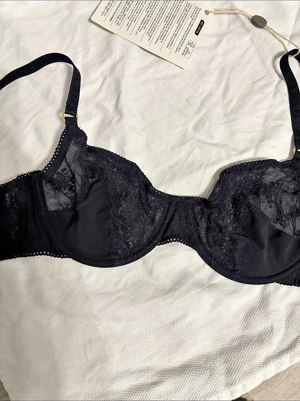 Stella McCartney Sporty Lace Mash Up Underwire Bra Black NWT 36C